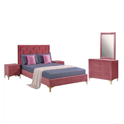 BEDROOM SET 4 PCS VELVET DUSTY PINK HM11267.02