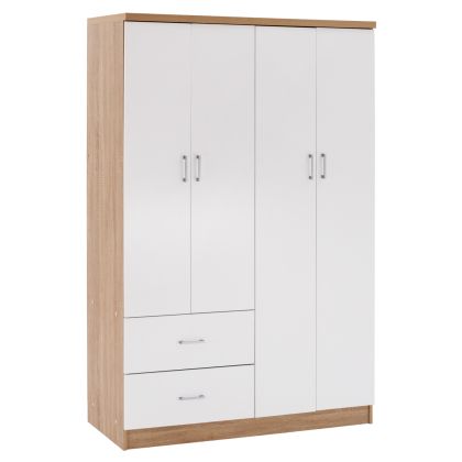 WARDROBE WITH 4 DOORS AND 2 DRAWERS FB9339.06 SONAMA WHITE 120Χ42,5Χ180,5 cm.