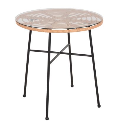 DINING TABLE ROUND ALLEGRA HM5535.11 BLACK METAL-P.E. RATTAN IN NATURAL Φ70x74Hcm.