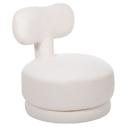 STOOL WITH BACKREST SWIVEL KRIVIO HM9775.05 WHITE TEDDY FABRIC 52x53x60Hcm.