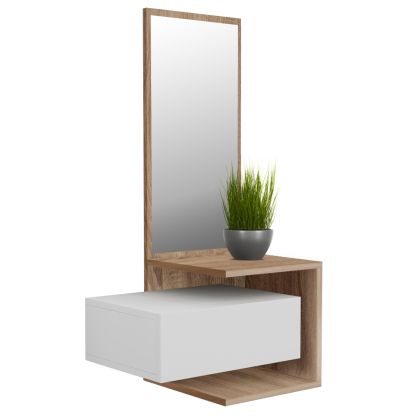 ENTRYWAY FURNITURE (WALL) WITH MIRROR MEARA HM8984.14 MELAMINE IN SONAMA-WHITE 49,1x31,3x90Hcm.