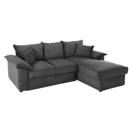 CORNER SOFA-BED WITH STORAGE SPACE ALDO HM3276.02R ANTHRACITE FABRIC 256x91-159x87Hcm.