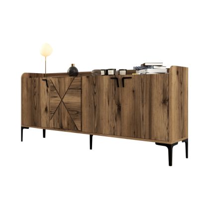 BUFFET MELAMINE HM9433.04 IN WALNUT COLOR 180x35x78Hcm.