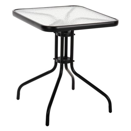 OUTDOOR TABLE SQUARE FIGO HM5035.03 BLACK METAL-GLASS TABLETOP 60Χ60Χ70Hcm