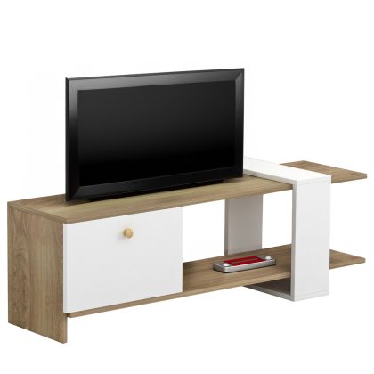 TV FURNITURE HENRIETTE HM8900.11 MELAMINE IN SONAMA-WHITE 120x25x37Hcm.