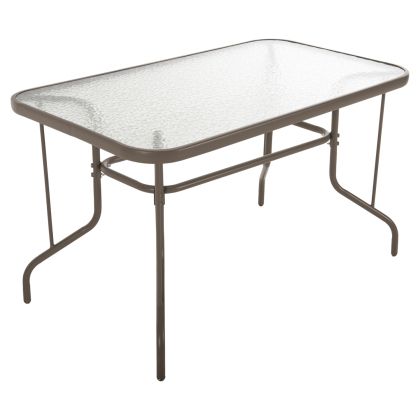 OUTDOOR METALLIC TABLE ADAM HM5679.04 CHAMPAGNE COLOR WITH REINFORCED GLASS TOP 120Χ70Χ71Hcm.