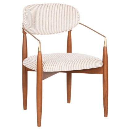 DINING ARMCHAIR SIRUS HM18016.04 BEECH WOOD-METAL-FABRIC IN OFF-WHITE 60x60x87Hcm.