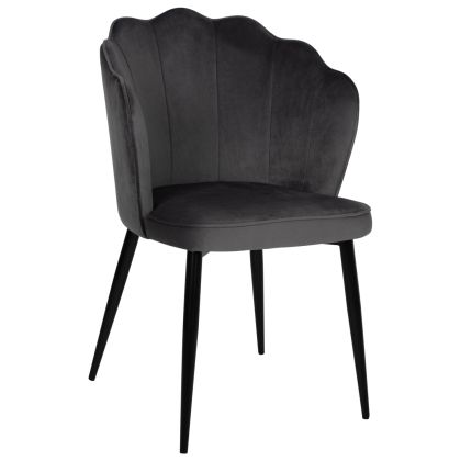 CHAIR AVIE HM8737.01 METALLIC FRAME AND GREY VELVET 48x48x85Hcm.