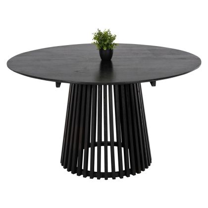 DINING TABLE ROUND FRANTZ HM9457.12 SOLID MINDI WOOD IN BLACK Φ150x75Hcm.