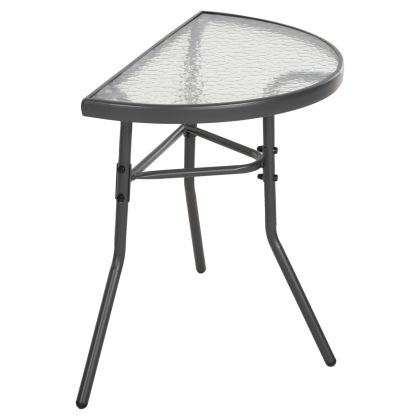 SEMICIRCULAR TABLE LIMA HM5967.01 METAL IN GREY WITH GLASS TOP 70x40x64,5Hcm.