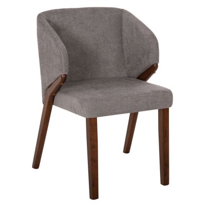 DINING CHAIR RADDER HM9749 RUBBERWOOD IN WALNUT COLOR-GREY FABRIC 50x53x77Hcm.