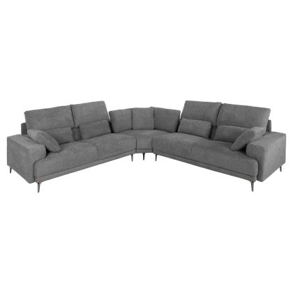 CORNER SOFA SYMMET HM3269.03 GRAY FABRIC-GLOSSY ANTHRACITE LEGS 314x314x90-102Hcm.