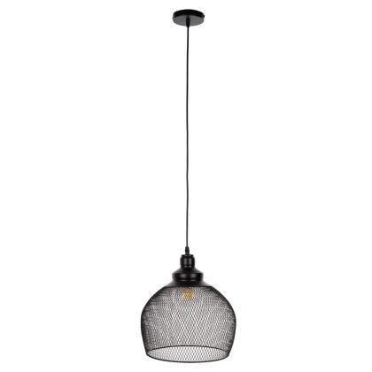 CEILING PENDANT LAMP HM4103 BLACK METAL MESH SPHERE Φ26x133Hcm.