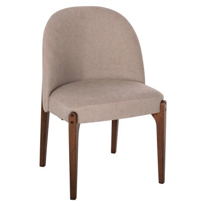 DINING CHAIR RAMMER HM9744.02 RUBBERWOOD IN WALNUT-ECRU FABRIC 57x55x86Hcm.