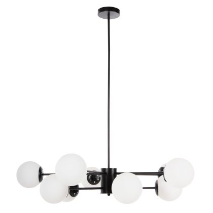 CEILING PENDANT MULTI-LIGHT HM4170 BLACK METAL WHITE GLASS Φ90x97,5Hcm.