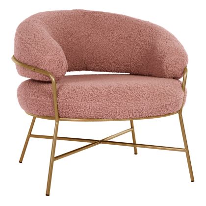 ARMCHAIR TRUDI HM8639.22 DUSTY PINK BOUCLE FABRIC AND GOLD METAL FRAME 84x79x76Hcm.