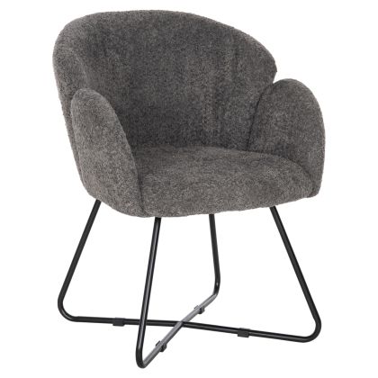 ARMCHAIR HARNIS HM9603.01 GREY BOUCLE-BLACK METAL BASE 59,5x64x77Hcm.