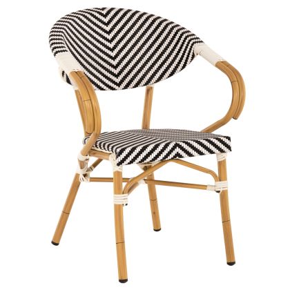 ARMCHAIR ALUMINUM HM5861.01 BAMBOO LOOK BLACK-WHITE