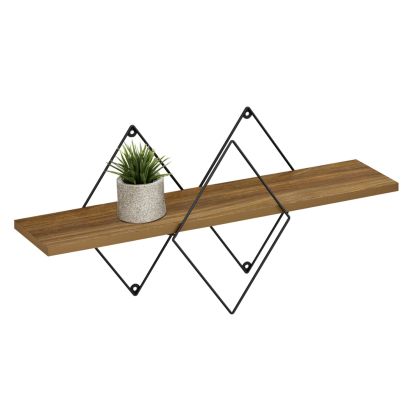 WALL SHELF CHANTRIA HM8934.11 MELAMINE IN OAK COLOR-METAL IN BLACK 60x14x36Hcm.