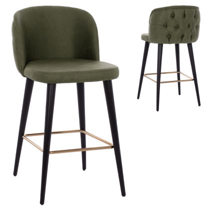 BAR STOOL MARCELLO PROFESSIONAL HM9280.13 NUBUCK-TYPE WOODEN CYPRESS GREEN 50x49,5x101,5Hcm.