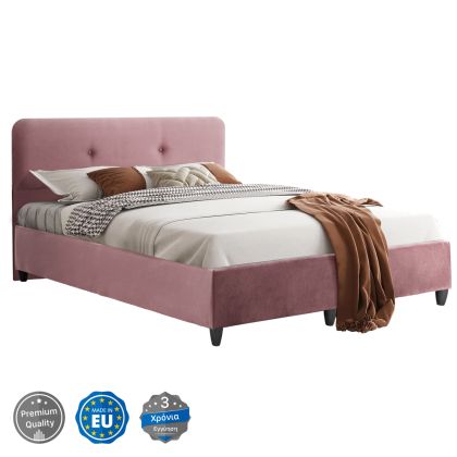 HM637.12 BED DOLORES, DUSTY PINK VELVET, 150X200