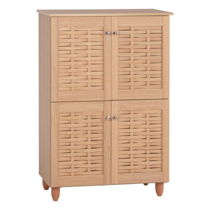 SHOE CABINET KABIRA HM2210.09 4-DOOR MELAMINE IN OAK COLOR 77x34x115Hcm.