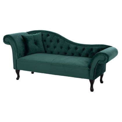 RECLINER COUCH CHESTERFIELD-STYLE NIOVI HM3007.03 CYPRESS GREEN VELVET-BLACK WOODEN LEGS 187x61x82Hcm