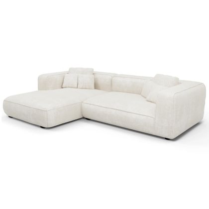 CORNER SOFA (LEFT) 3-SEATER GRACE HM3280.02L WHITE FABRIC 252x105-160x70-90Hcm.