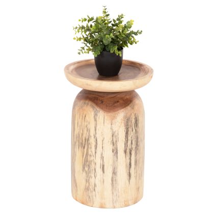 SIDE TABLE LOKI HM9899 SOLID SUAR WOOD IN NATURAL Φ30x46Hcm.