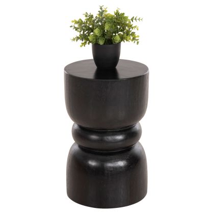 ROUND STOOL BELLO HM9900.02 SOLID SUAR WOOD IN BLACK COLOR Φ28x45H cm.