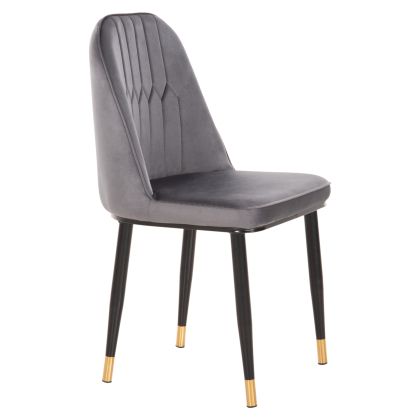 DINING CHAIR CHRYSSA HM9000.01 GREY VELVET-METAL LEGS IN BLACK 44x47x83Hcm.