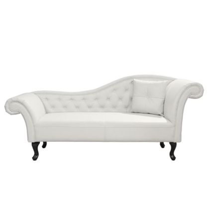 RECLINER COUCH (RIGHT)CHESTERFIELD-STYLE NIOVI HM3008.02 PU IN WHITE-BLACK WOODEN LEGS 190x61x84Hcm.