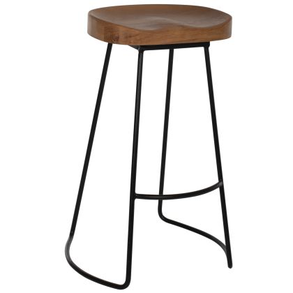 BAR-STOOL TOON WOOD-METAL IN NATURAL-BLACK 45X36X71Hcm.HM9333.01