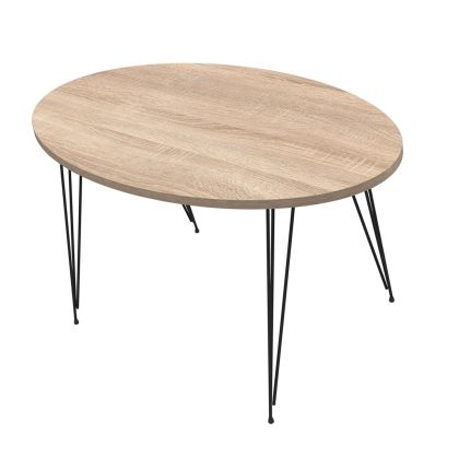 COFFEE TABLE GRANIT HM18177.03 MELAMINE IN SONAMA COLOR-BLACK METAL LEGS 90x50x42Hcm.