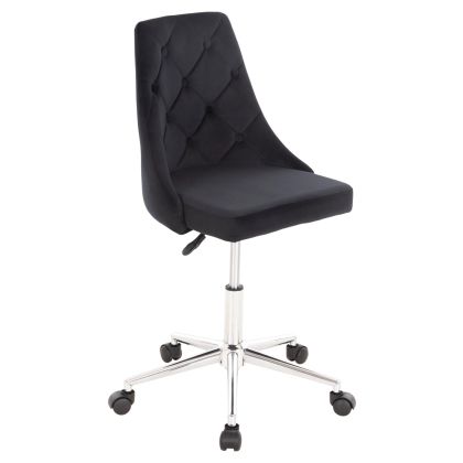 OFFICE CHAIR HORACE HM9010.03 BLACK VELVET-METAL CHROMED BASE 66x66x88-102Hcm.