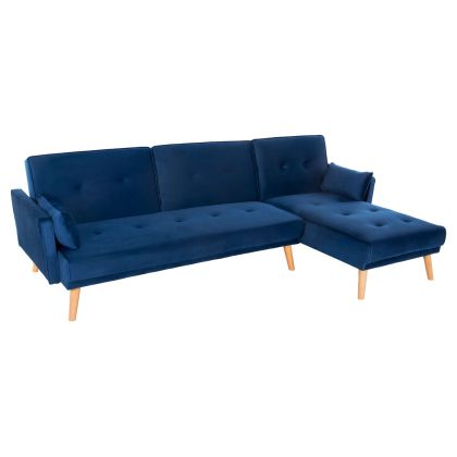 CORNER SOFA-BED REVERSIBLE PANTHEA HM3127.18 BLUE VELVET 260x155x86Hcm.