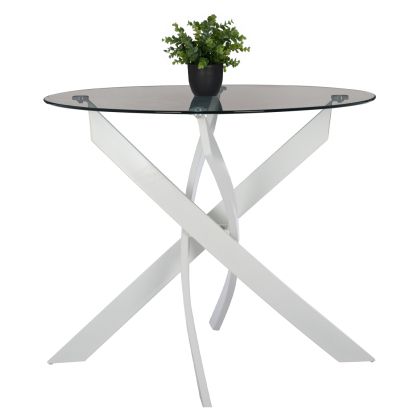 DINING TABLE ROUND JAFARU HM8499.13 WHITE METAL LEGS Φ90x75Hcm.