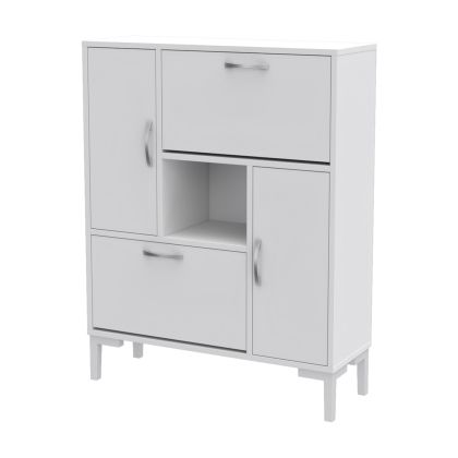 SHOE CABINET MEDY HM18187.03 MELAMINE IN WHITE-WHITE LEGS 86,5x30x109Hcm.