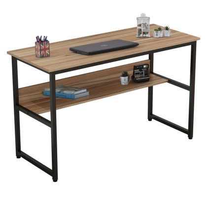 DESK PORTIS HM2131.02 MELAMINE IN WALNUT WITH BLACK METAL FRAME 120X50X75cm.