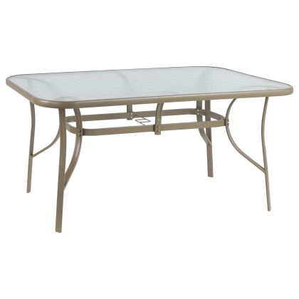 DINING TABLE BRUNO HM5145.04 METAL IN CHAMPAGNE COLOR-TEMPERED GLASS 150Χ90Χ72Hcm.