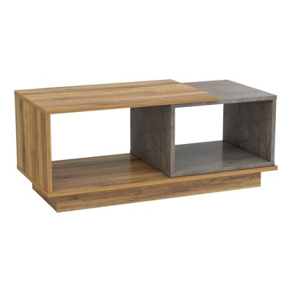 COFFEE TABLE TELES HM18181.06 MELAMINE IN NATURAL WOOD & GREY MARBLE COLOR 100x45x42Hcm.