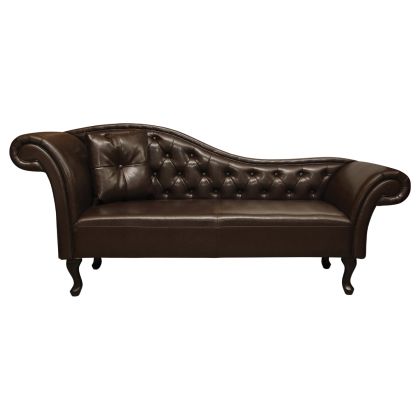 RECLINER COUCH CHESTERFIELD-STYLE NIOVI HM3007.01 PU IN DARK BROWN-BLACK WOODEN LEGS 190x61x84Hcm.