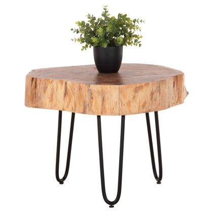 COFFEE TABLE CLAUDINE HM8779.21 ACACIA WOOD WITH 10cm.TOP THICKNESS-METAL LEGS 52x54x40Hcm.