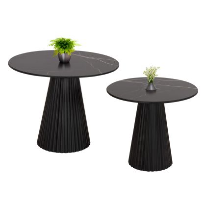 COFFEE TABLES 2PCS DIEN HM9926 METAL BASES & CERAMIC TOP-BLACK Φ56&Φ43 cm.