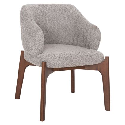 DINING CHAIR ABAI HM9971.03 RUBBERWOOD IN WALNUT COLOR-BOUCLE FABRIC IN LIGHT GREY 65x63x79Hcm.