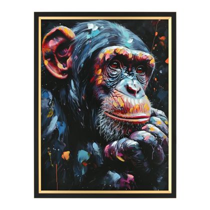 WALL PAINTING SIMIA HM4563 BLACK PS FRAME-PRINTED CANVAS MONKEY 64x4.5x84Hcm.