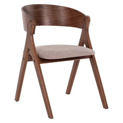 DINING CHAIR NEKKER HM9739.01 RUBBERWOOD IN WALNUT COLOR-BEIGE FABRIC SEAT 56x55x78Hcm.