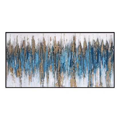 WALL PAINTING SEDIMENT (BLUE) HM4574.02 BEIGE PS FRAME-CANVAS 142x4.5x72Hcm.