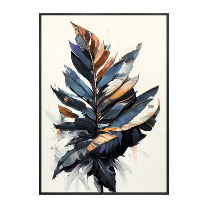 WALL PAINTING TROPICO HM4547.01 BLACK PS FRAME-PRINTED CANVAS WITH LEAVES 52.5x2.8x72.5Hcm.