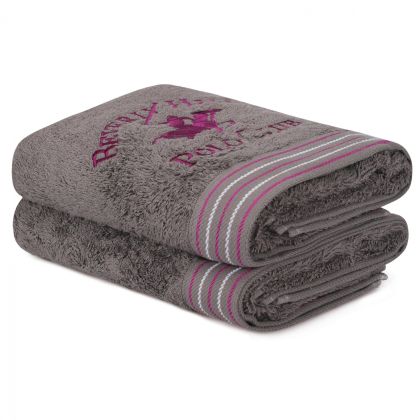 FACE TOWELS 2PCS BEVERLY HILLS POLO CLUB HM12102 DARK GRAY 50x90 cm. 355BHP2359